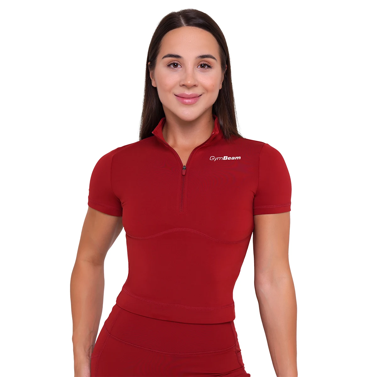 GymBeam Ženska kratka majica Ignite Dark Red - Velikost: XS | Barva: červená | Starostna skupina: Odrasli | Teža: 0,118 g | Pakiranje: 120 · záber 6