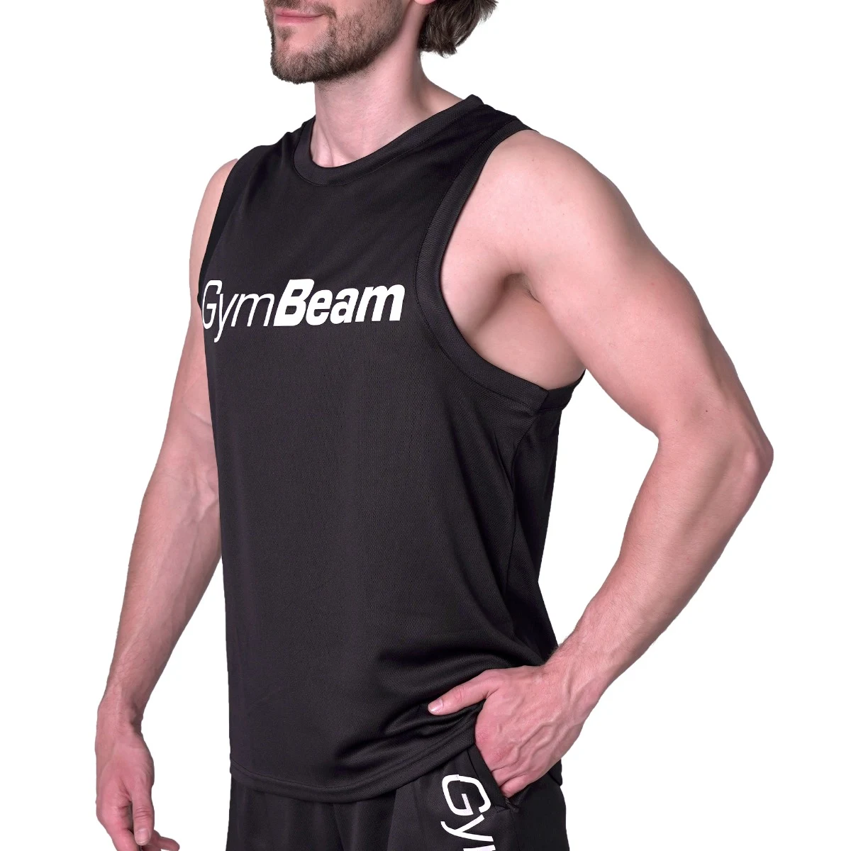 GymBeam Majica brez rokavov Mesh Essence Black - Barva: čierna | Starostna skupina: Odrasli | Teža: 0,1481 g | Pakiranje: 100 · záber 6