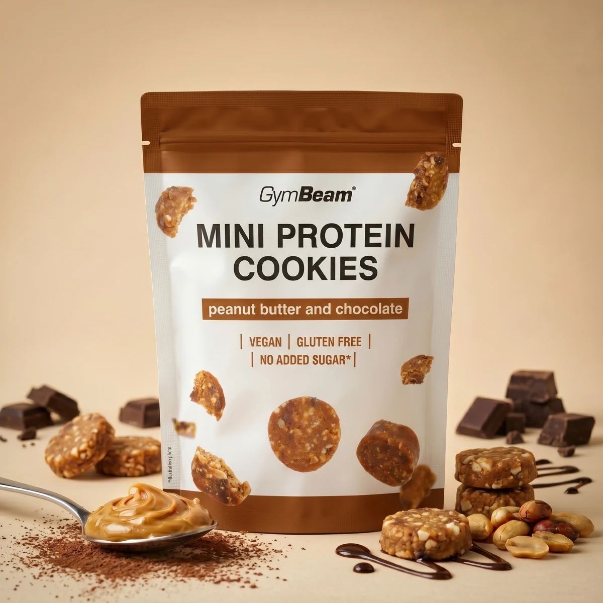 GymBeam Mini Protein Cookies - Starostna skupina: Odrasli | Okus: Arašidovo maslo čokolada | Teža: 0,1 g | Pakiranje: 20 · záber 4