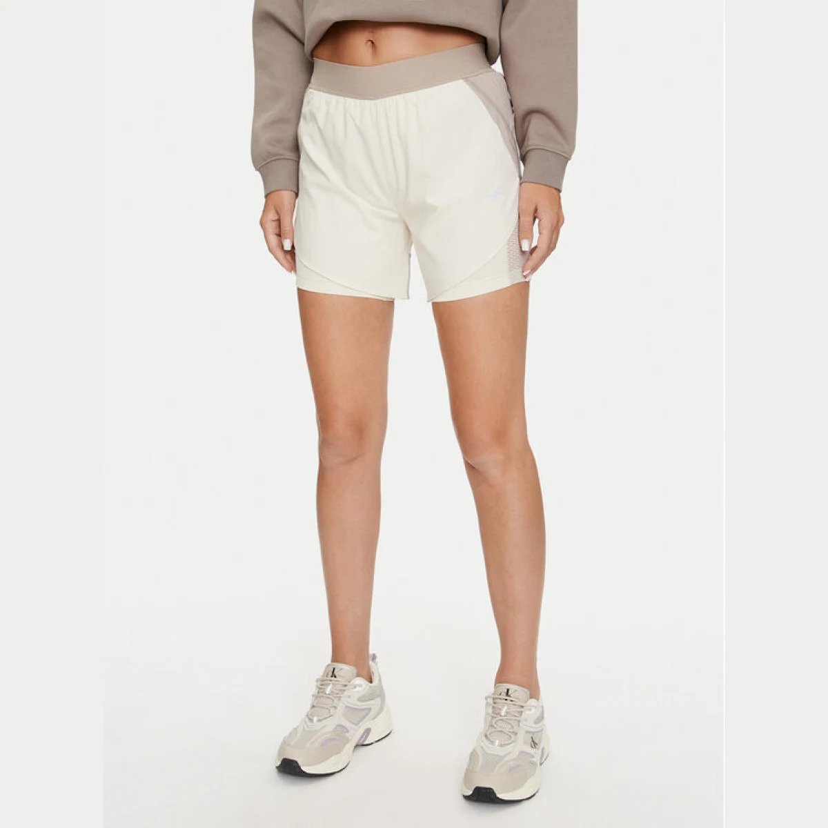 Reebok Športne kratke hlače Running 2 in 1 Short 100076065 Bež Slim Fit - Velikost: S | Barva: béžová | Starostna skupina: Odrasli | Spol: Ženske · záber 2