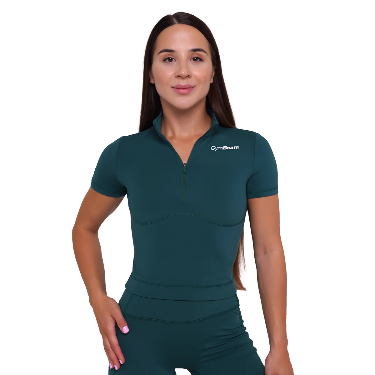 GymBeam Ženska kratka majica Ignite Dark Green - Velikost: XS | Barva: zelená | Starostna skupina: Odrasli | Teža: 0,11 g | Pakiranje: 120 · záber 6