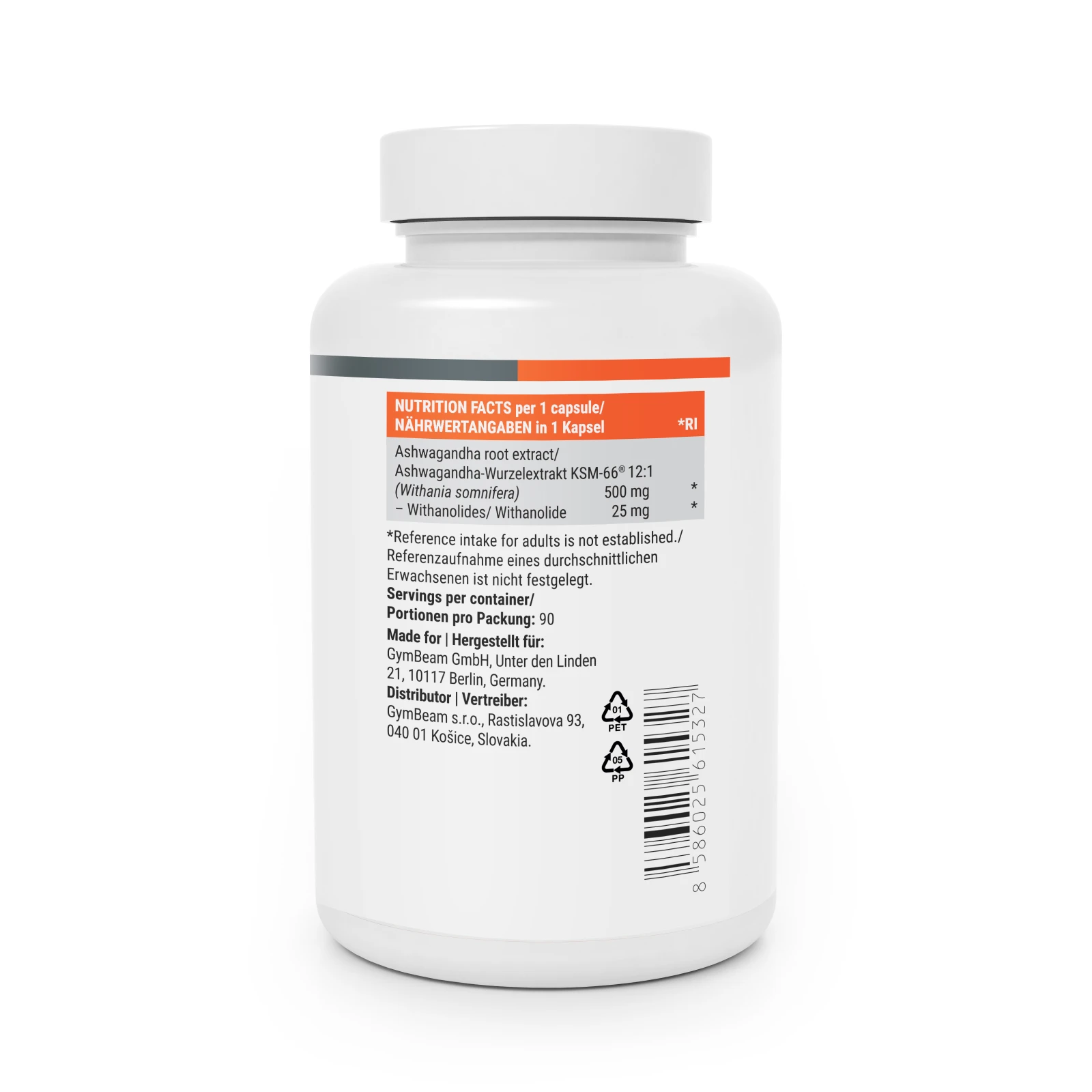 GymBeam Ašvaganda KSM-66® 500 mg - Starostna skupina: Odrasli | Teža pakiranja: 0.5 g | Teža: 0,055 g | Pakiranje: 90 · záber 3