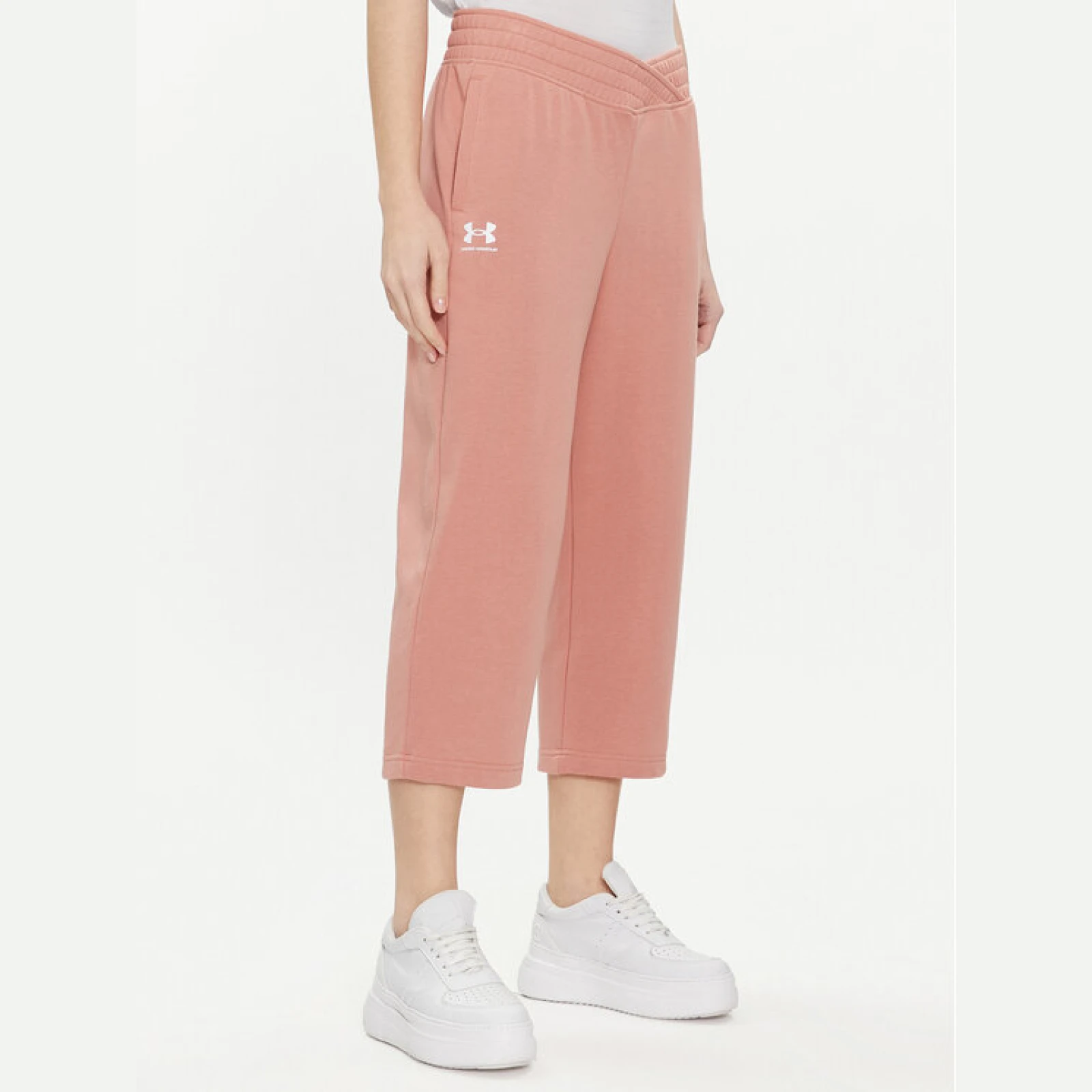 Under Armour Spodnji del trenirke Ua Rival Terry Crop Wide Leg 1382737-696 Roza Loose Fit · záber 2