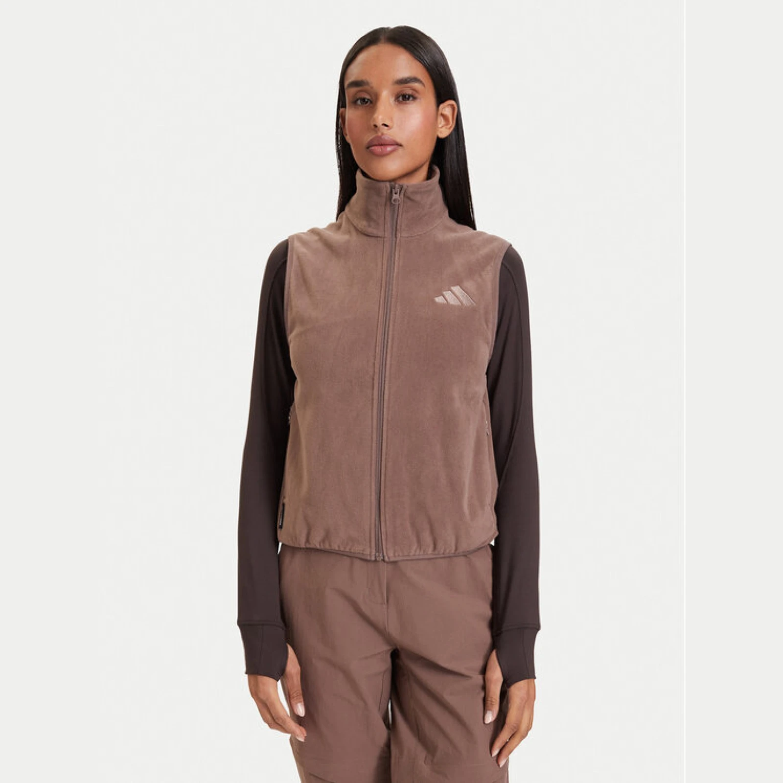 adidas Brezrokavnik Terrex Multi Climawarm Full Zip Fleece Vest KQ9121 Rjava Regular Fit - Velikost: L | Barva: hnedá | Starostna skupina: Odrasli | Spol: Ženske · záber 2