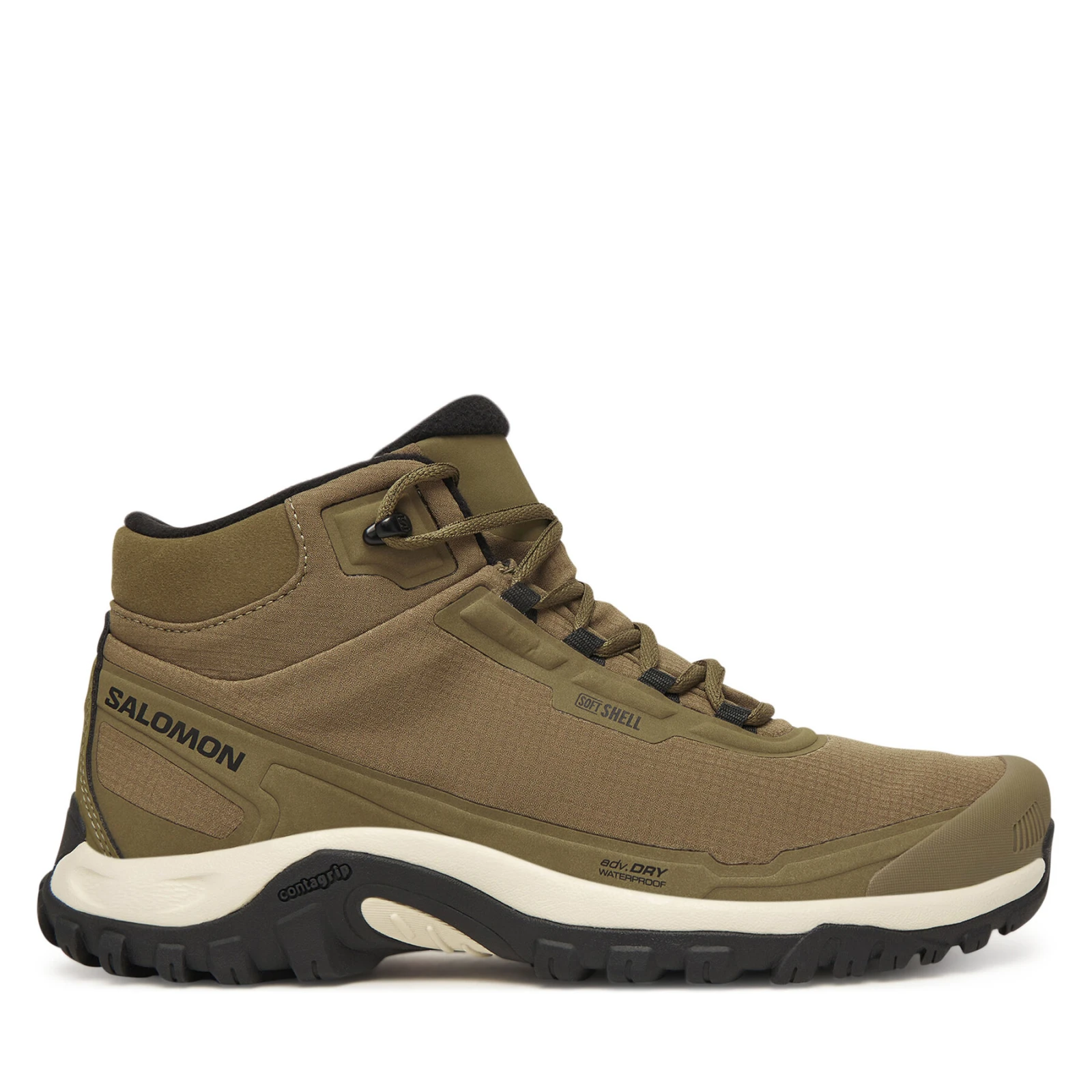 Trekking čevlji Salomon Shelter Waterproof L47974000 Khaki - Velikost: 45 ⅓ | Barva: zelená | Starostna skupina: Odrasli | Spol: Moški · záber 2