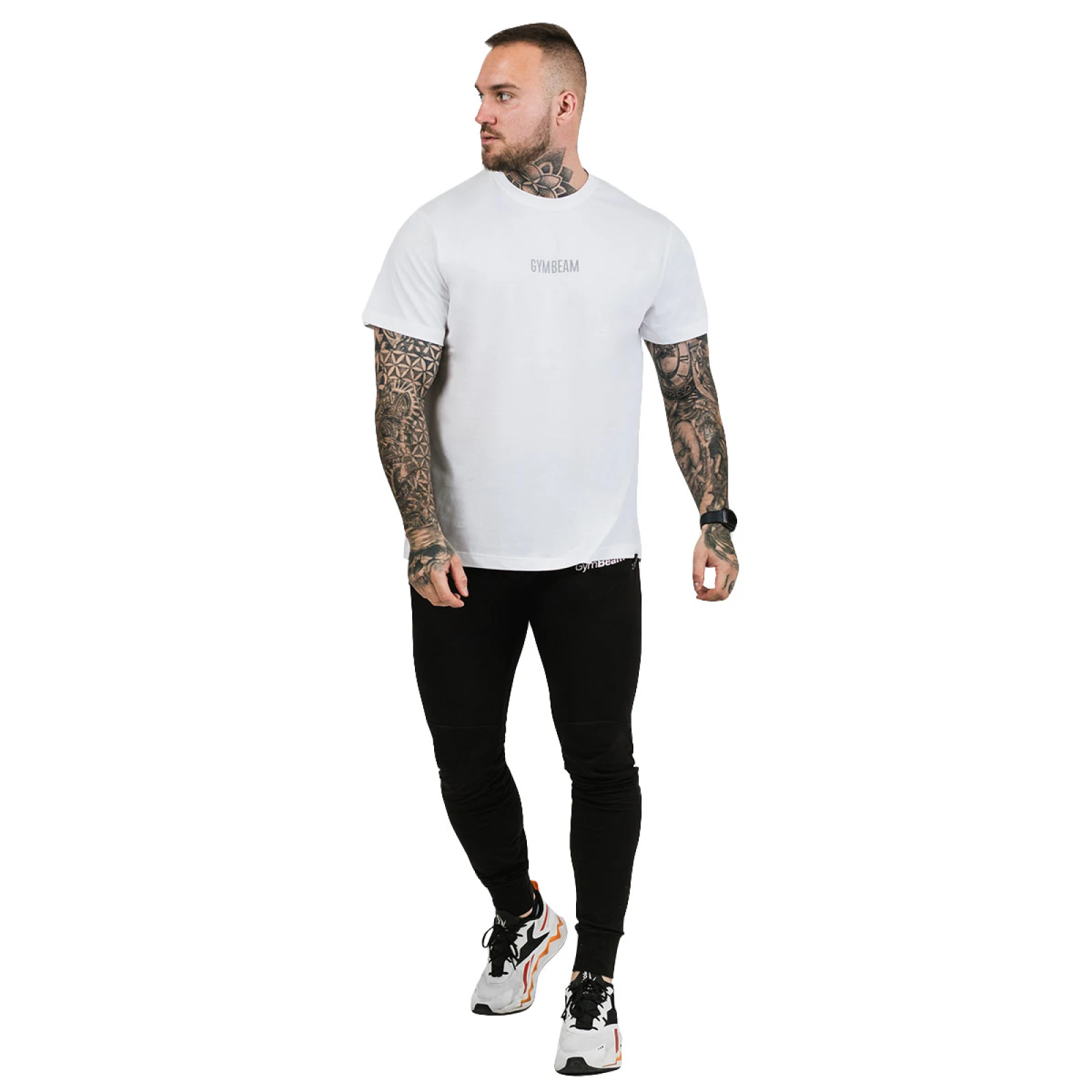 GymBeam Moška majica s kratkimi rokavi FIT White - Barva: biela | Starostna skupina: Odrasli | Teža: 0,15 g | Pakiranje: 10 · záber 6