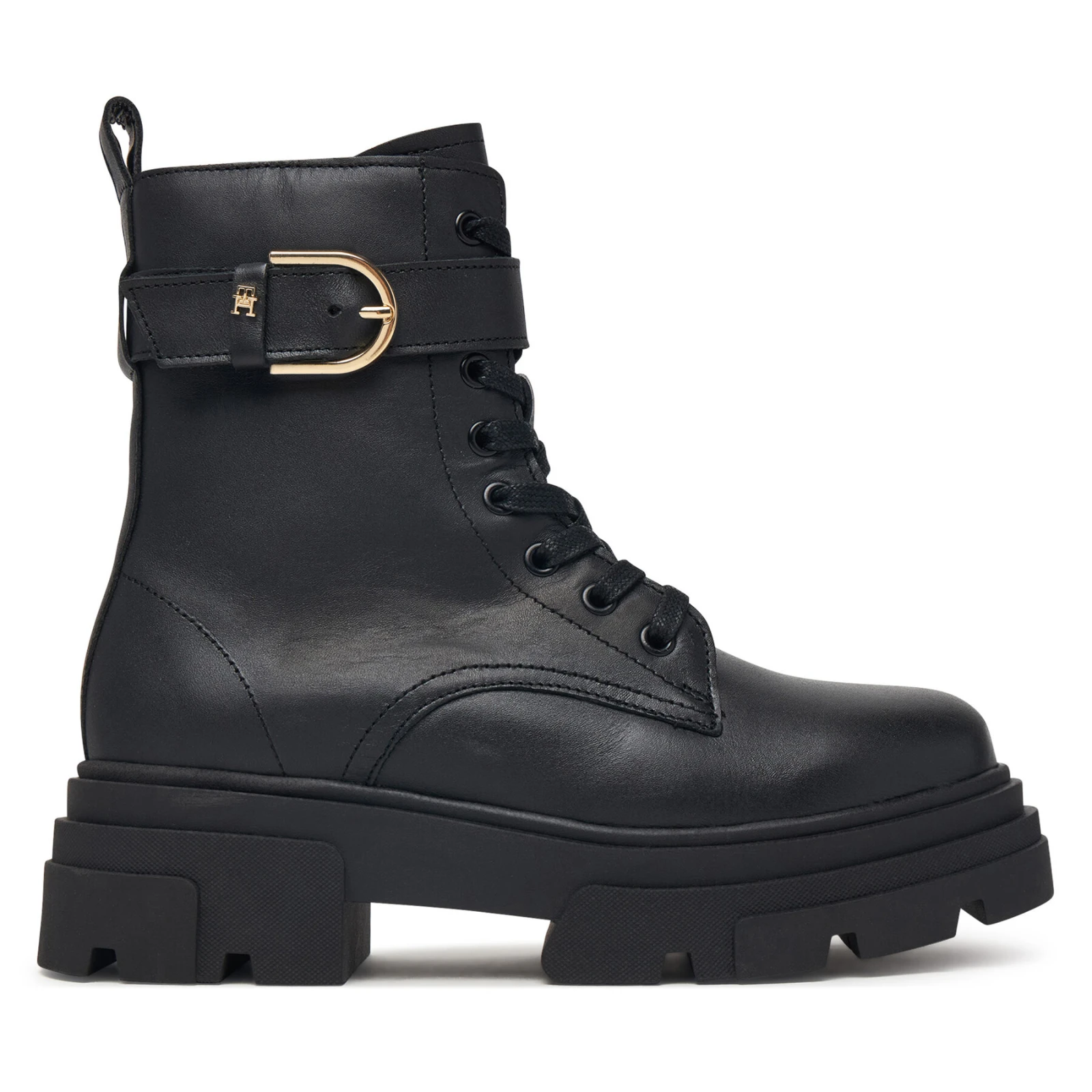 Pohodni čevlji Tommy Hilfiger Leather Th Buckled Lace-Up Boot FW0FW09550 Črna · záber 2