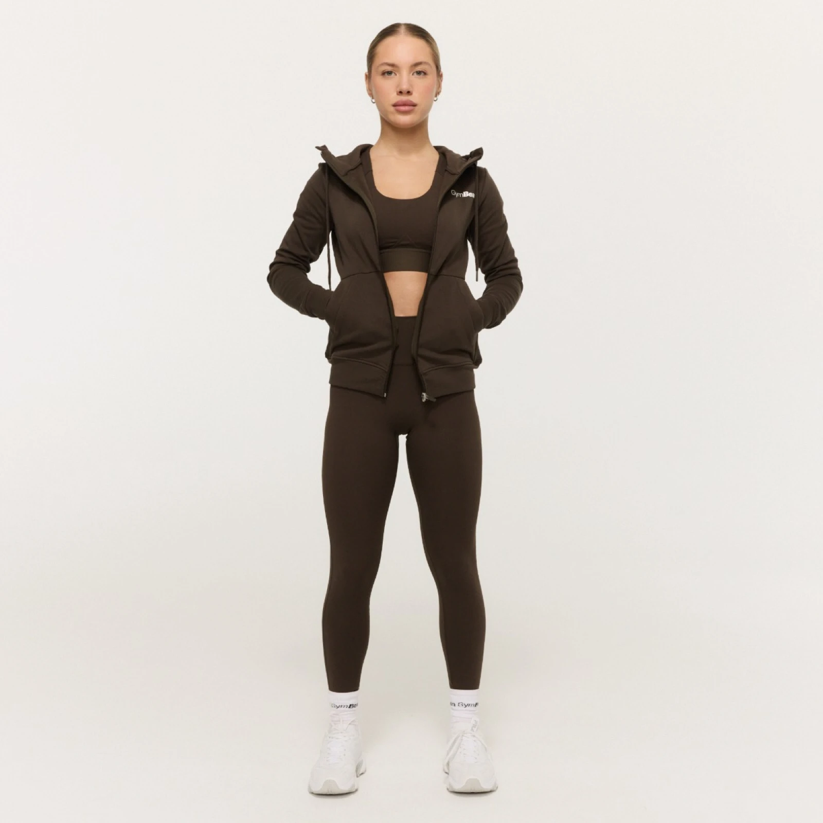 GymBeam Ženska Zip Up jopica Limitless Espresso - Barva: hnedá | Starostna skupina: Odrasli | Teža: 0,5309 g | Pakiranje: 38 · záber 6