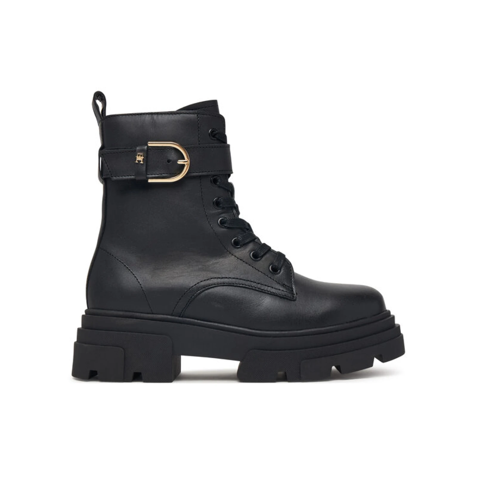 Tommy Hilfiger Pohodni čevlji Leather Th Buckled Lace-Up Boot FW0FW09550 Črna · záber 2