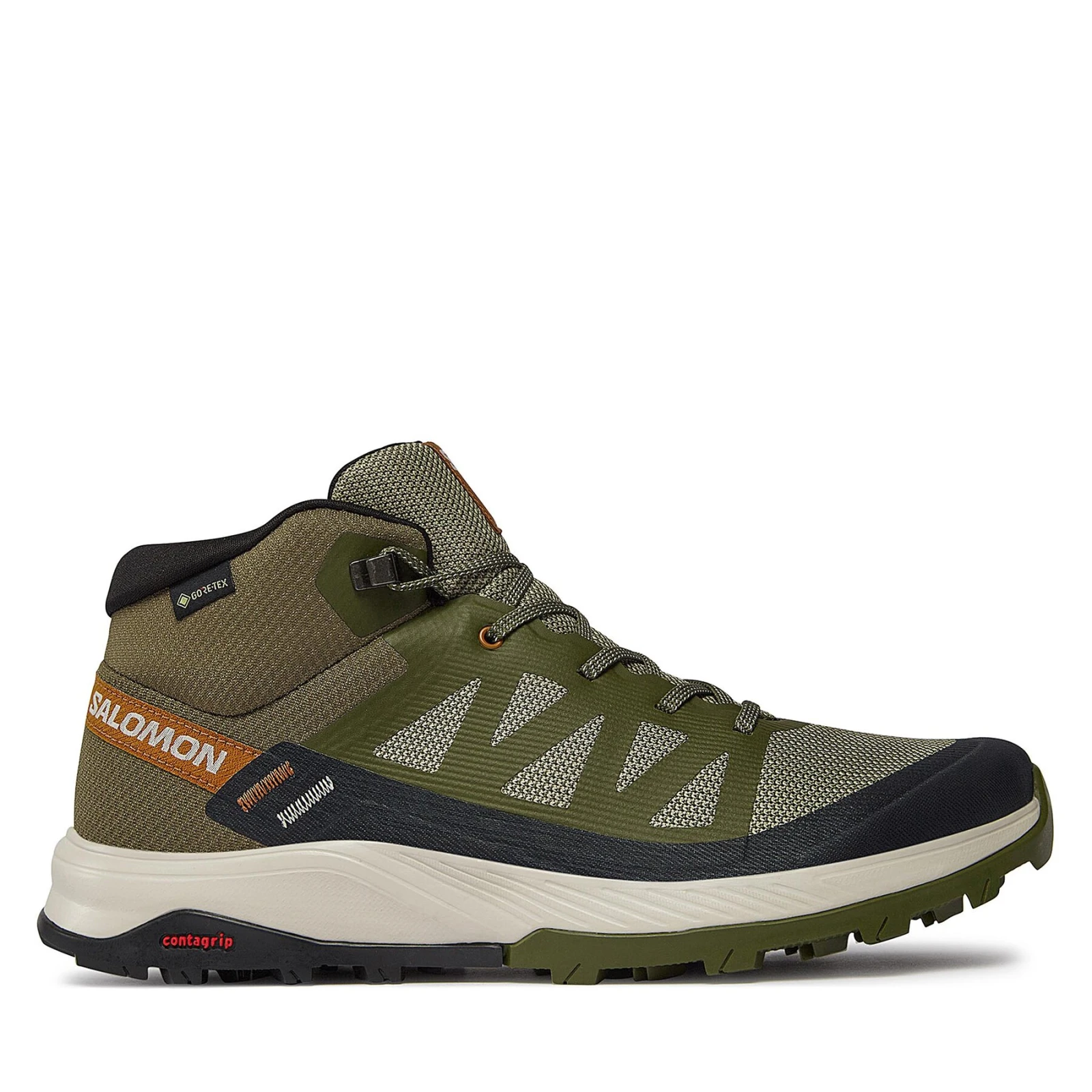 Trekking čevlji Salomon Outrise Mid GORE-TEX L47143600 Khaki · záber 2