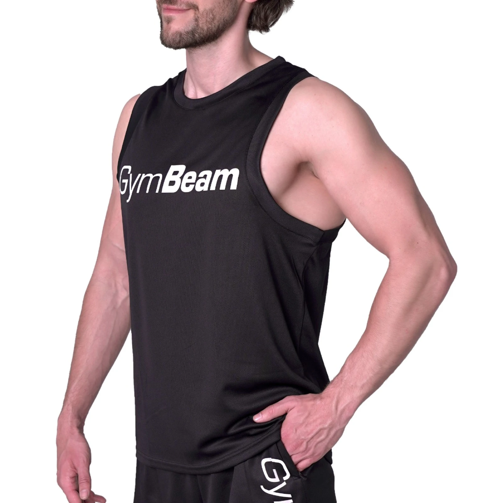 GymBeam Majica brez rokavov Mesh Essence Black - Barva: čierna | Starostna skupina: Odrasli | Teža: 0,1481 g | Pakiranje: 100 · záber 6