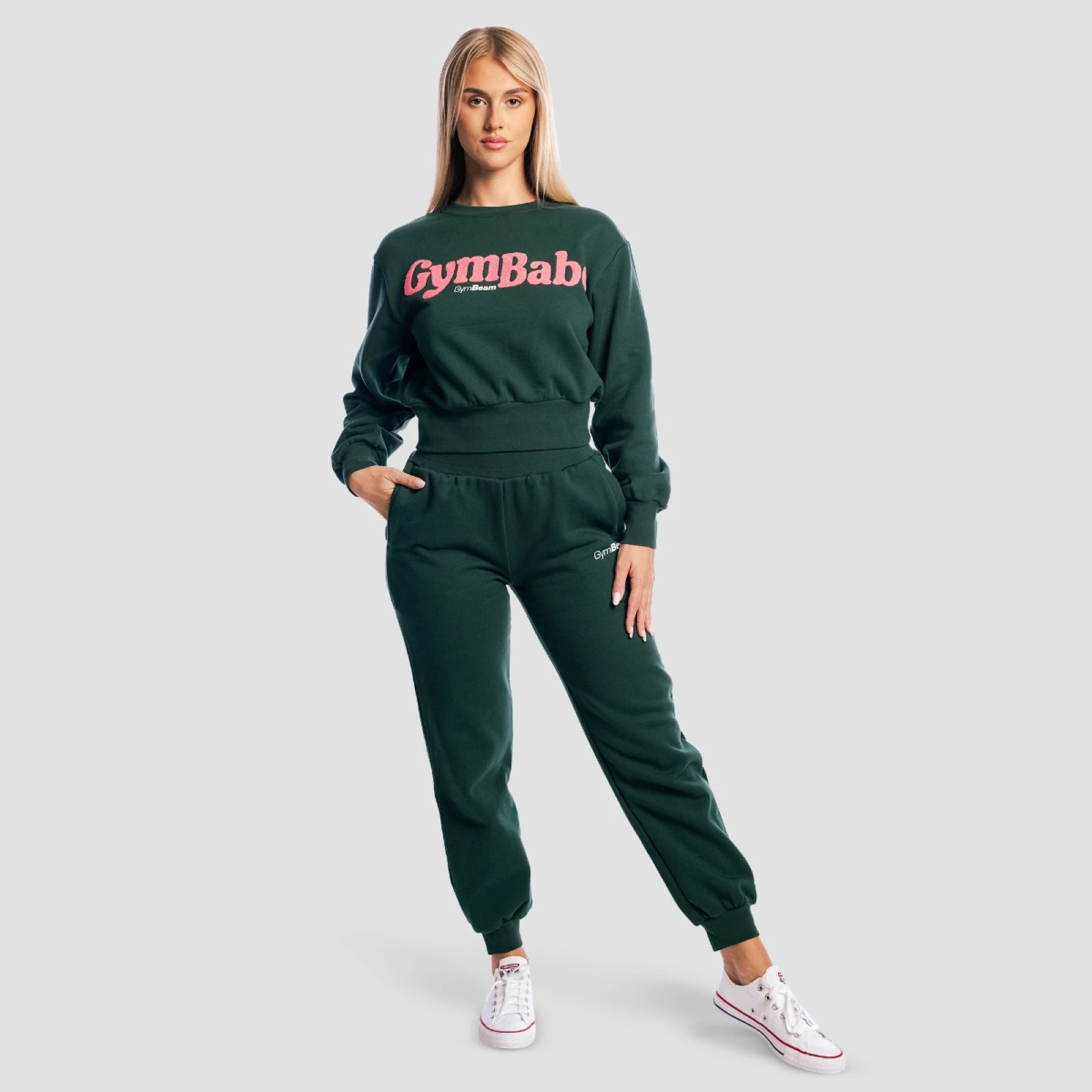 GymBeam Ženski pulover GymBabe Forest - Barva: zelená | Starostna skupina: Odrasli | Teža: 0,485 g | Pakiranje: 36 · záber 6