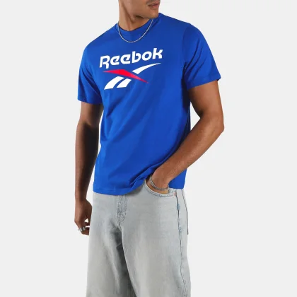 REEBOK REEBOK pánske bavlnené tričko s logom modré 2XL