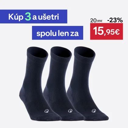DECATHLON Športové ponožky RS 160 vysoké 3 páry tmavomodré 39-42