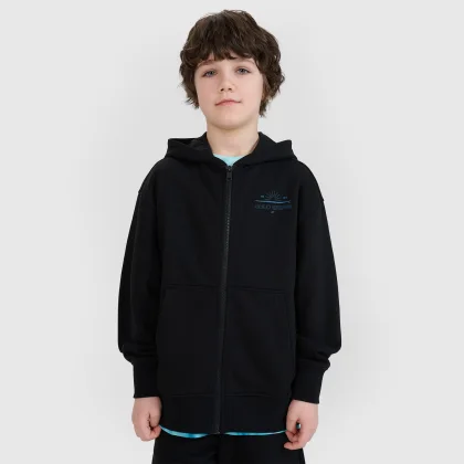 Chlapecká mikina se zipem 4F JUNIOR SWEATSHIRT-JWSS25TSWSM1522-20S-BLACK
