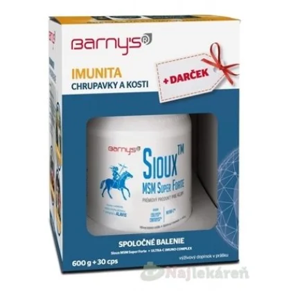 BARNY´S Sioux MSM super forte ultra-C imuno complex 30 kapsúl + Sioux prášok 600 g