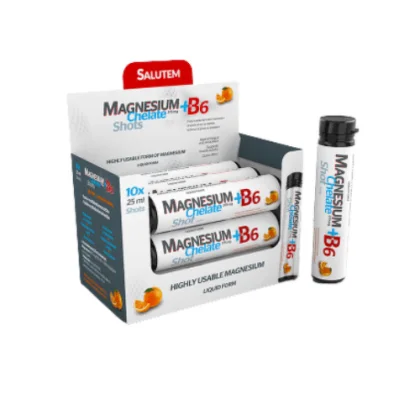 SALUTEM Magnesium chelate + B6 orange ampulky na pitie s pomarančovou príchuťou 10 x 25 ml