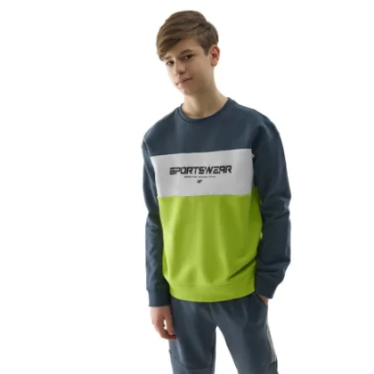 Fiú kapucnis pulóver 4F JUNIOR SWEATSHIRT-4FJWSS24TSWSM0923-72N-LEMON NEON