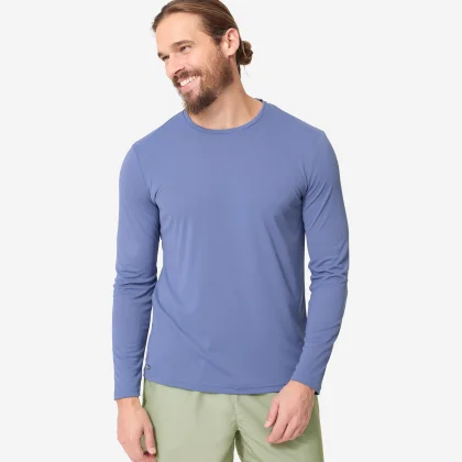 DECATHLON Pánske tričko na surfovanie s ochranou proti UV s dlhým rukávom modré L