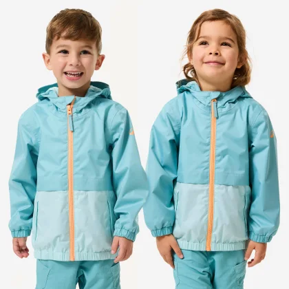 QUECHUA Detská nepremokavá turistická bunda MH500 2-6 r. modrá 2-3 r (89-95 cm)