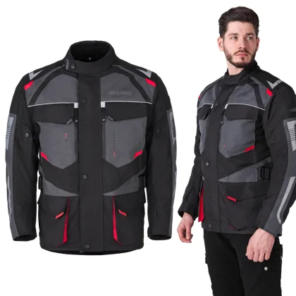 Pánska moto bunda W-TEC Burdys Evo Farba čierno-šedo-červená,