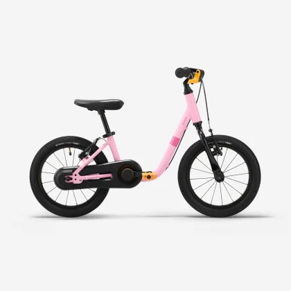 BTWIN Detský bicykel a odrážadlo 2v1 Discover 900 3-5 r. 14″ ružový 14"