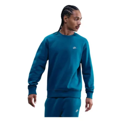 Pánska zateplená mikina NIKE M NK CLUB BB CREW GREEN ABYSS WHITE