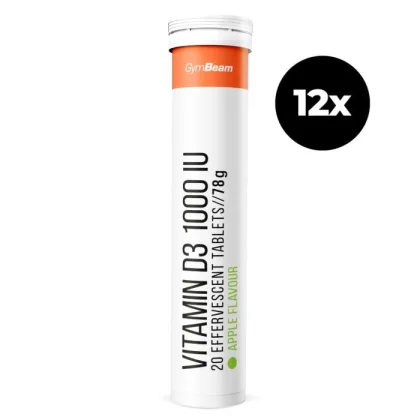GymBeam Šumivý Vitamín D3 1000 IU 12 x 20 tab zelené jablko