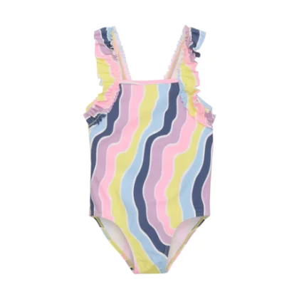 Dievčenské plavky COLOR KIDS Swimsuit W. Frills, AOP, lavender mist
