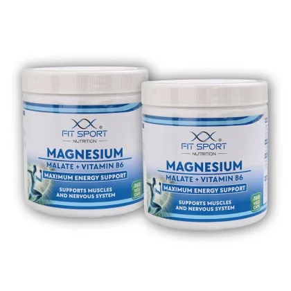 FitSport Nutrition 2x Magnesium Malate + Vitamin B6 360 vege caps - Energy Magnesium - Hořčík Malát