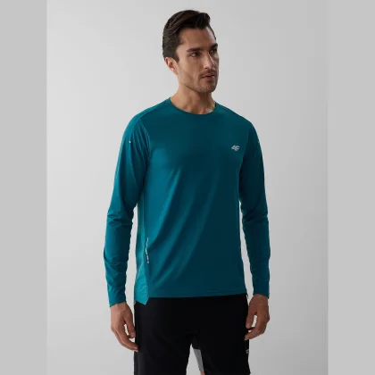 Bežecký longsleeve rýchloschnúci pánsky - tyrkysový
