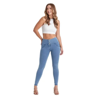 Női jeggings nadrág FREDDY WR.UP® push up superskinny jeggings with high waist and buttons-Blue