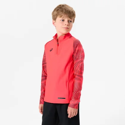 KIPSTA Detská mikina Viralto CLUB Wavy s 1/2 zipsom tmavoružová 7-8 r (123-130 cm)