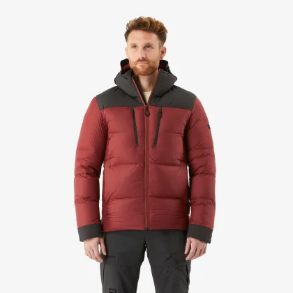 FORCLAZ Pánska páperová bunda MT900 s kapucňou do -20 °C červená 2XL