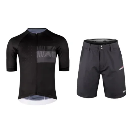 Force SWAY černý cyklodres - kr. rukáv + Force BLADE MTB černé cyklokraťasy