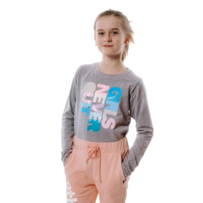 Dívčí tričko s dlouhým rukávem AUTHORITY KIDS T-NEVER grey