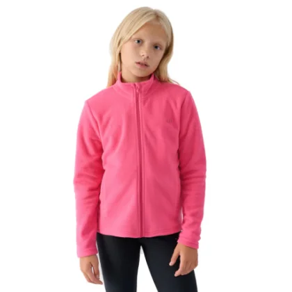 Dievčenská flisová mikina so zipsom 4F JUNIOR FLEECE-JWMM00TFLEF261-55S-HOT PINK