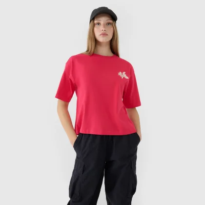 Dámské tričko oversize s potiskem - růžové