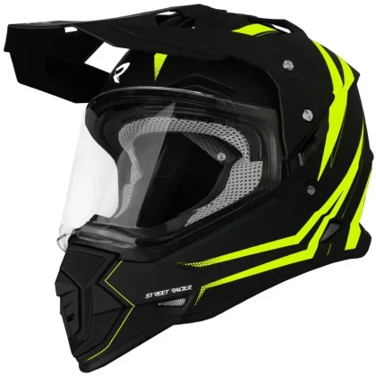 Street Racer Enduro helma na motorku Ignite matná černo-fluo žlutá