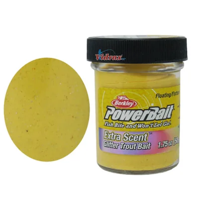 BERKLEY PowerBait Extra Scent Glitter Trout Bait, Cheese