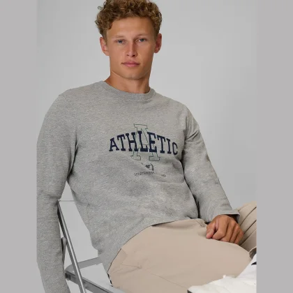 Longsleeve regular s potlačou pánsky - sivý