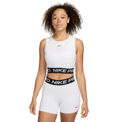 Dámské tréninkové tričko s krátkým rukávem NIKE PRO DF 365 CROP TANK-100 WHITE BLACK