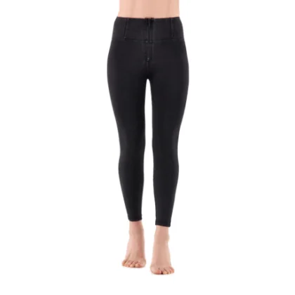 Női jeggings nadrág FREDDY WR.UP® superskinny push up 7 8 jeggings with high waist and zip-Black