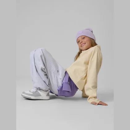 Fleece regular so stojačikom dievčenský - krémová