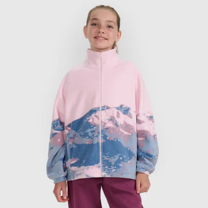 Dívčí fleecová mikina se zipem 4F JUNIOR FLEECE F344-4FJWAW25TFLEF344-91A-MULTICOLOUR 1 ALLOVER