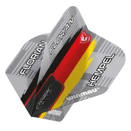 Letky na šípky Winmau Prism Delta Florian Hempel, šedé, vzor vlajky