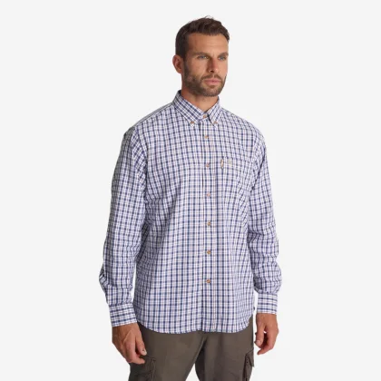 LIGNE VERNEY-CARRON Košeľa Verney Caron károvaná modro-hnedá 3XL
