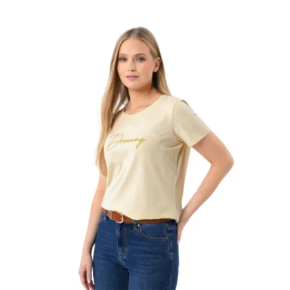 Dámske tričko s krátkym rukávom VOLCANO T-DECORE-CREAM