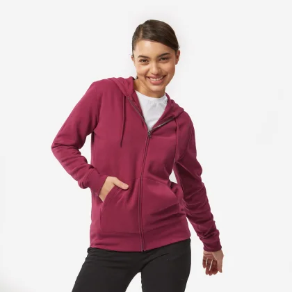 DOMYOS Dámska mikina na zips na fitness, čierna 3XL