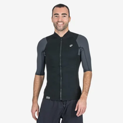 DECATHLON Pánsky anti-UV neoprénový top Yulex 100 1,5 mm s krátkym rukávom čierny L